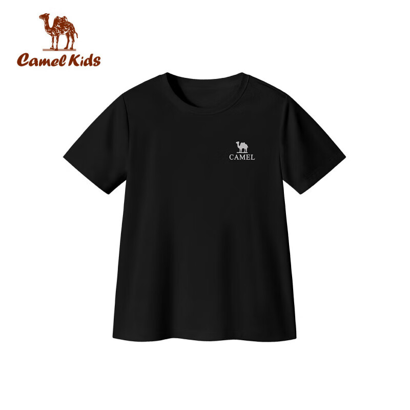 骆驼（CAMEL）儿童速干T恤春夏凉感运动短袖上衣透气男童女童 幻影黑 170