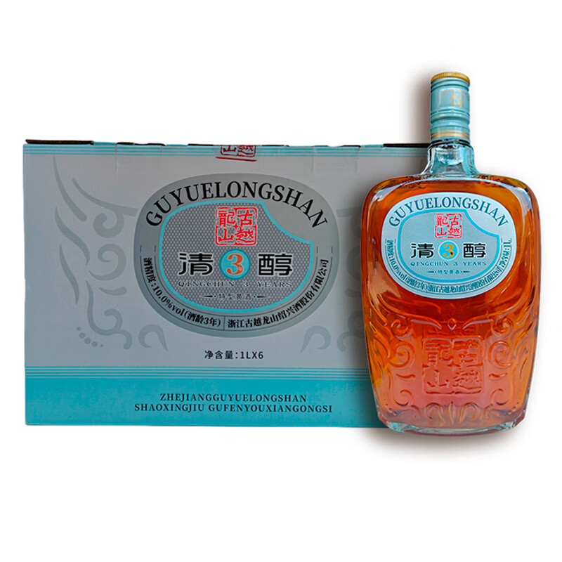 古越龙山正宗绍兴黄酒清醇三年陈酿老酒糯米酒 清醇3年 1L 6瓶 整箱装