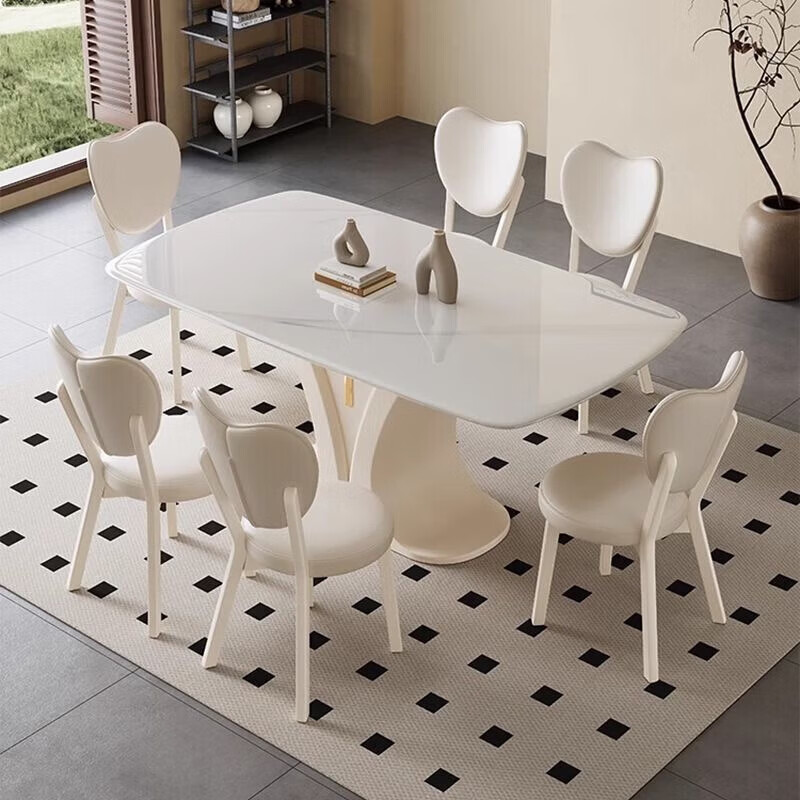 梵森荣2026新款超晶石餐桌椅组合微晶石大小户型家用现代简约长方型饭桌 1.3米*0.8米+6椅颜色可选