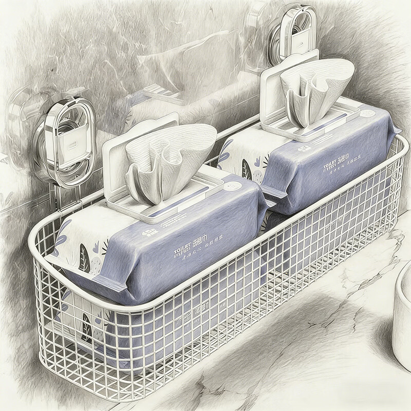 尔思家浴室置物架卫生间厕所收纳免打孔壁挂式2025新款强力吸盘式洗手间 透明色一个装