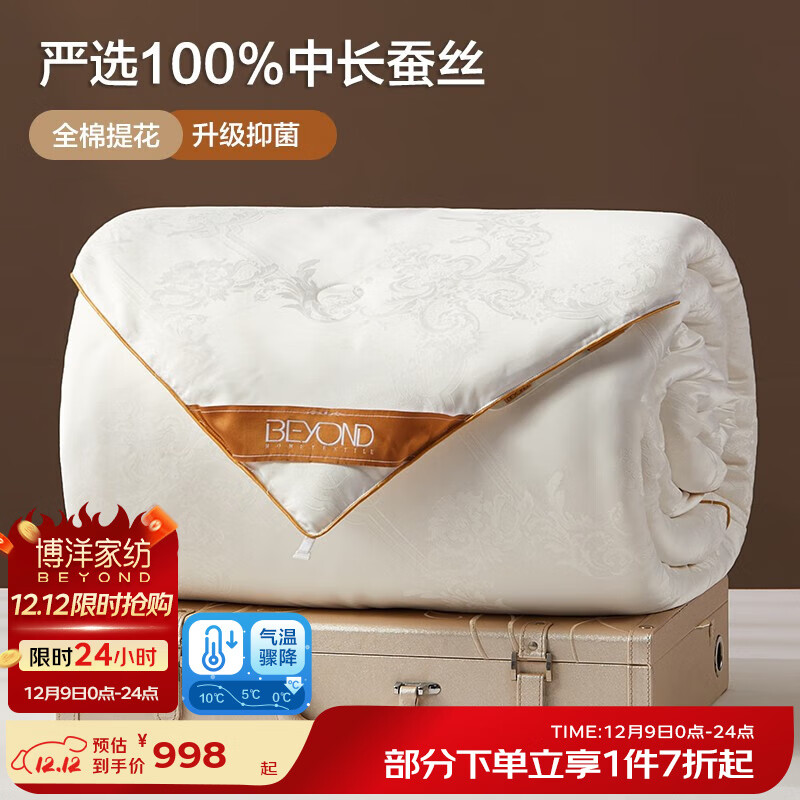 博洋（BEYOND） 博洋100%蚕丝被春秋被子双人被芯保暖蚕丝冬被全棉子母被 冬被·100%蚕丝+全棉抑菌·洛菲 200*230cm