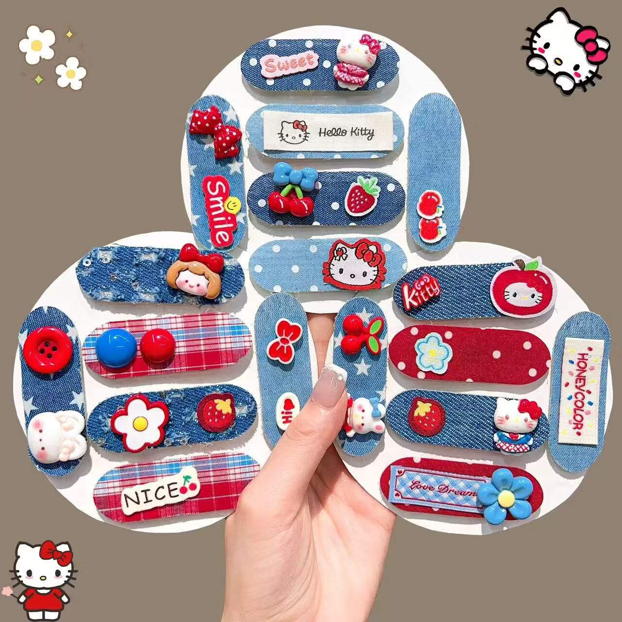 【好物优选】新款韩系儿童秋冬短款魔术贴女童卡通碎发整理发饰红 05#小女孩