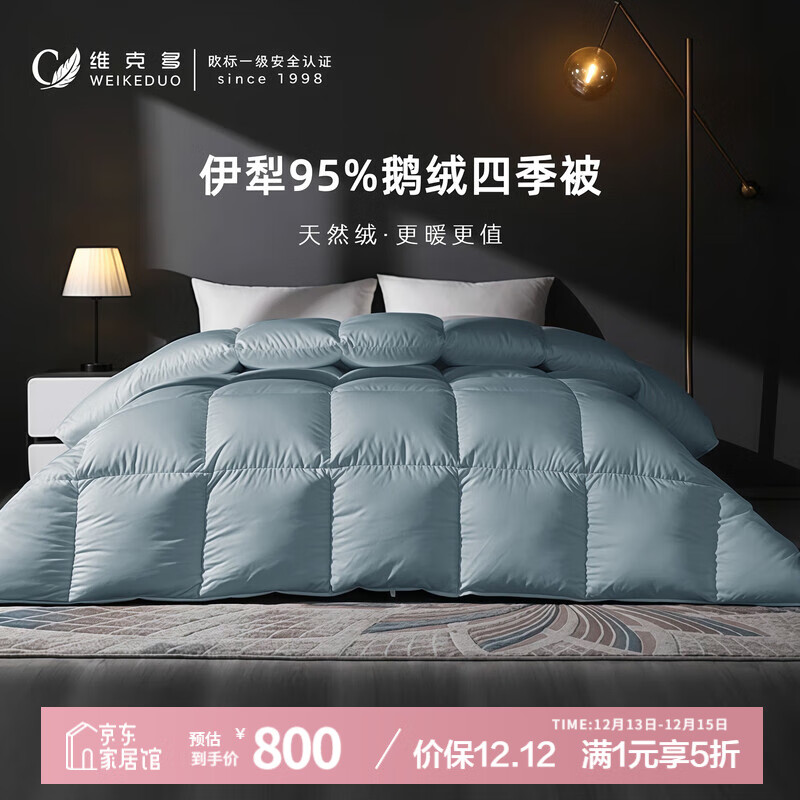 维克多（VCD）羽绒被95鹅绒被子被芯春秋四季被充0.59kg 220*240cm蓝色