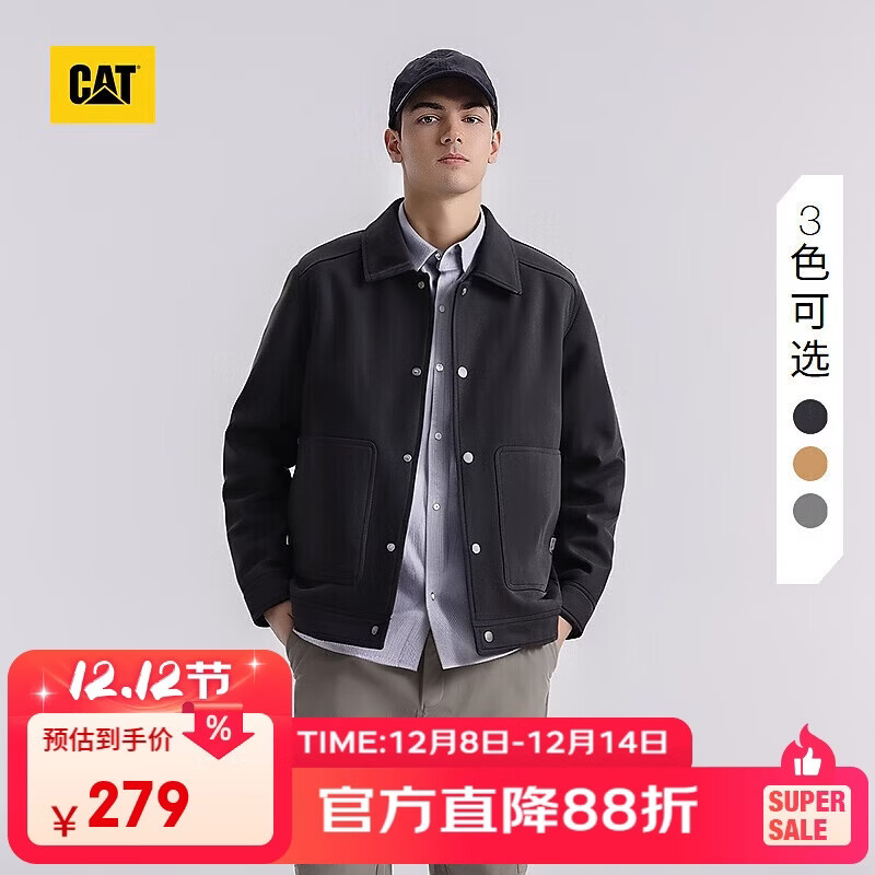 CAT卡特25秋冬男士户外休闲复古麂皮绒翻领哈灵顿夹克工装外套