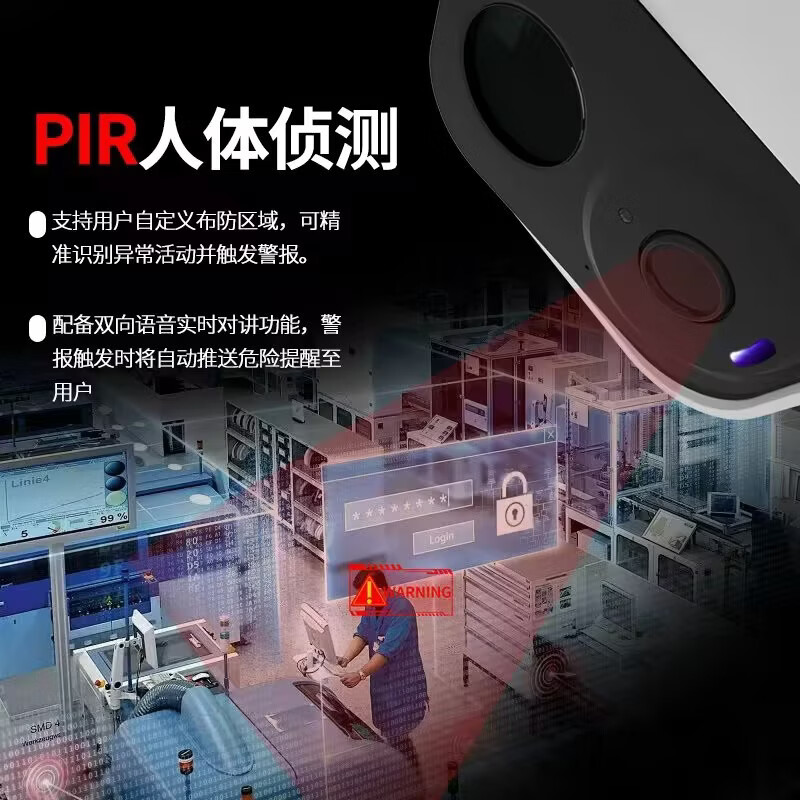 yimmet宜美照明灯载免布线摄像头家门口办公室无线监控器高清室内室外免打孔手机远程看护智能低功耗长待机 白色 适用于60mmT型龙骨 摄像头+128G存储卡