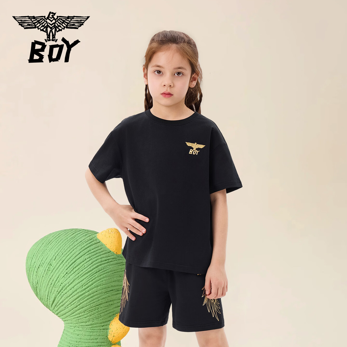 BOY JUNIOR春夏新款男童女童纯色短袖T恤夏季新款 白色 120