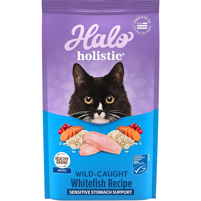 自然光环Halo holistic系列 进口猫粮成猫 温和易吸收 敏感海鲜4.5kg