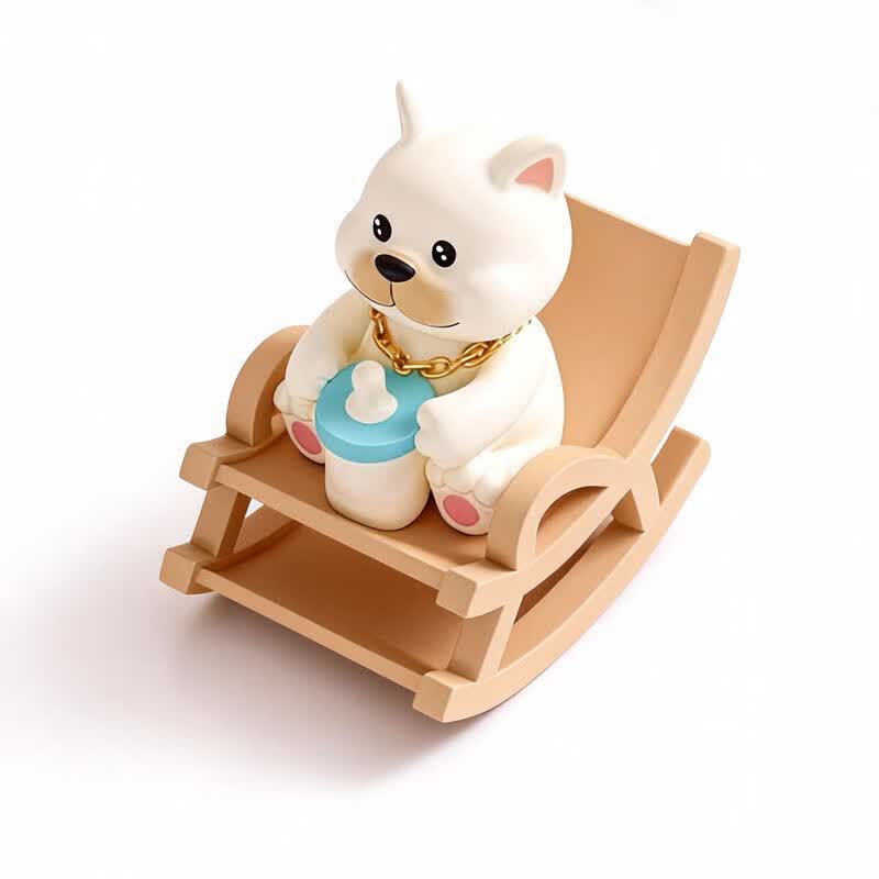溥畔可爱熊猫摇汽车装饰纪念桌面书房写作业工位办公室生日不倒翁摆件 迷你摇椅摆件「法斗犬」