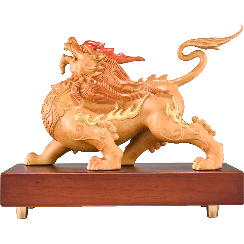 銅一家銅貔貅擺件一對純黃銅貔貅護宅皮丘客廳玄關(guān)家居飾品開(kāi)業(yè)禮品 彩銅熱著(zhù)色【金甲貔貅-小號公】配木座