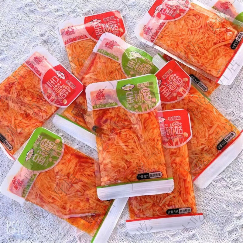 金针菇开袋即食香辣爽口小菜美味休闲零食小吃散装称重小包装 烧烤味250g