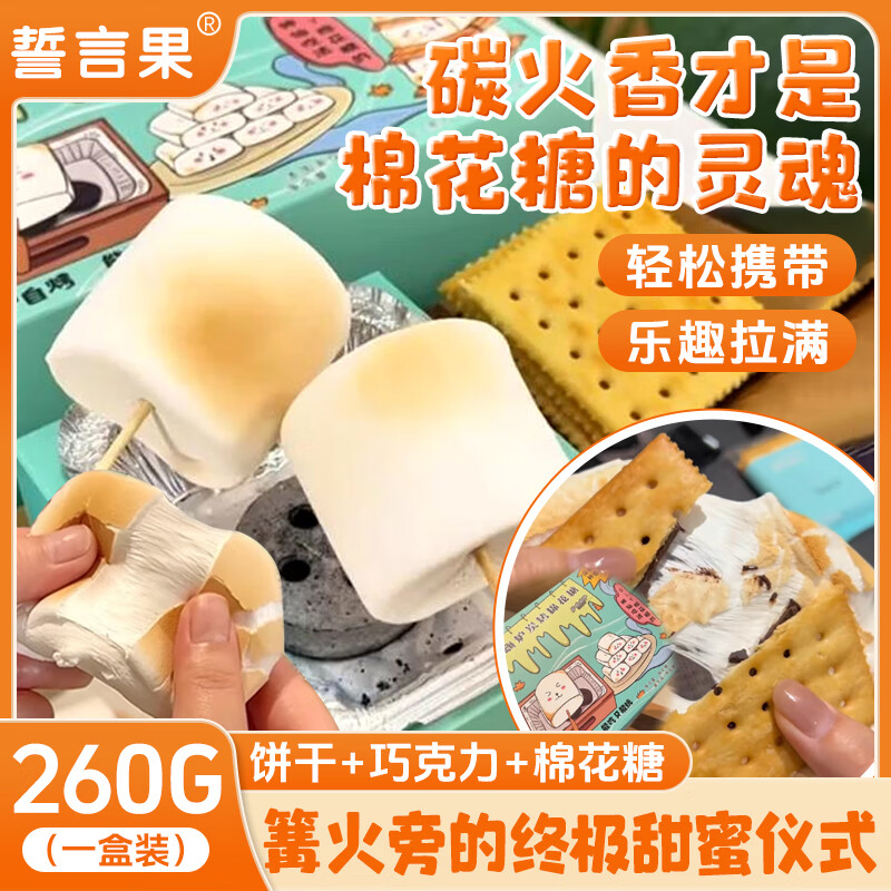 誓言果烤棉花糖自嗨炉炭烤棉花糖烧烤豪华版套装巧克力夹心饼干食玩260g