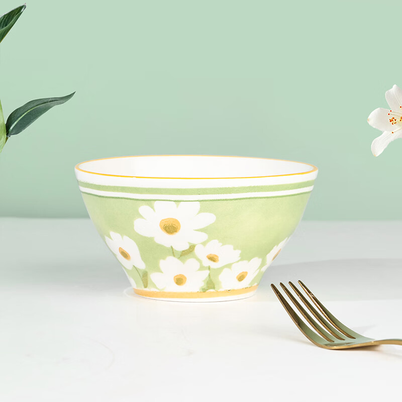 孟垣【10只装】中式爱丽丝4.7英寸釉下彩家用碗陶瓷创意加厚碗米饭碗 爱丽丝10只装4.7英寸米饭碗