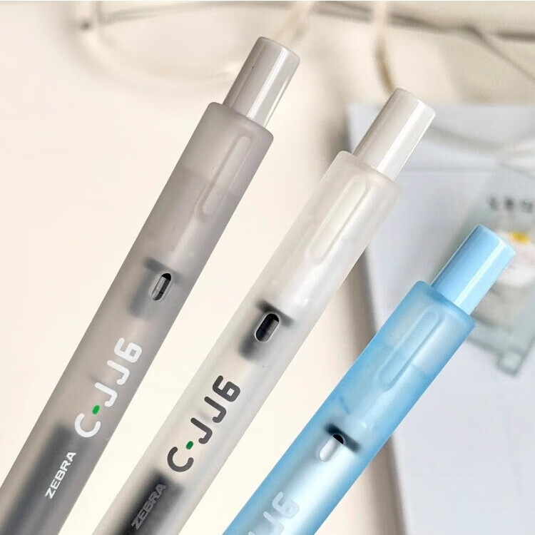 斑马牌(ZEBRA) 中性笔jj6雾透限定签字笔拔帽学生考试笔办公水笔白领C-JJ1 雾透限定【白色】 5支装