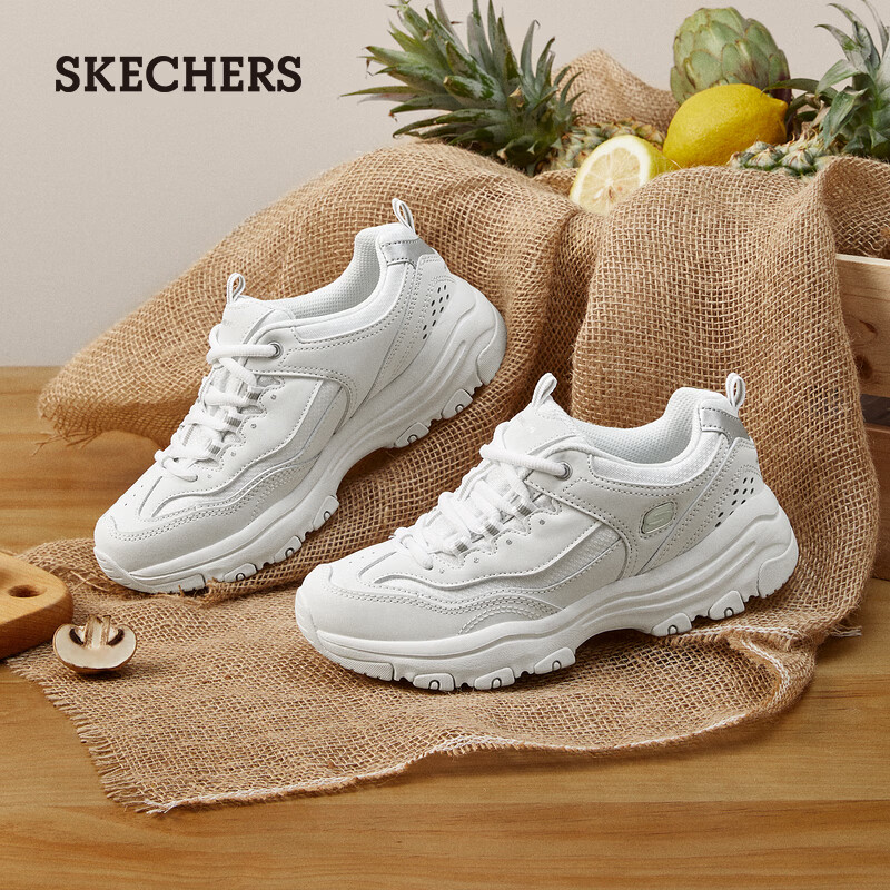 斯凯奇（Skechers）男女经典熊猫鞋轻便百搭运动鞋厚底老爹鞋休闲鞋子88888250 白色/WHT 鞋型偏小，建议码数选大 37