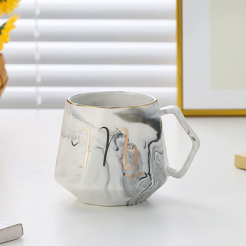 咏夏杯子ins高颜值马克杯带盖勺家用生日礼物陶瓷杯送老师教师伴手礼 m灰色单杯