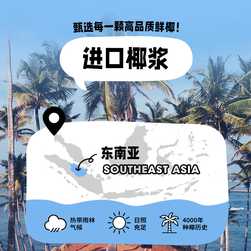 椰子知道0糖椰汁早餐饮料咖啡伴侣椰奶椰浆椰子生椰拿铁植物奶200ml 厚椰乳200*3赠咖啡液3条【活动】