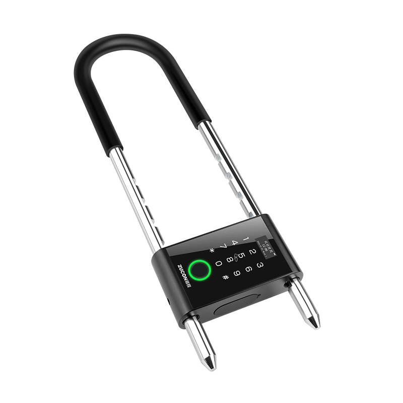 ZUCON玻璃門U型鎖指紋密碼鎖辦公室雙開有框門插掛鎖藍(lán)牙智能u形門禁鎖 藍(lán)牙U型指紋鎖【帶屏加長款】