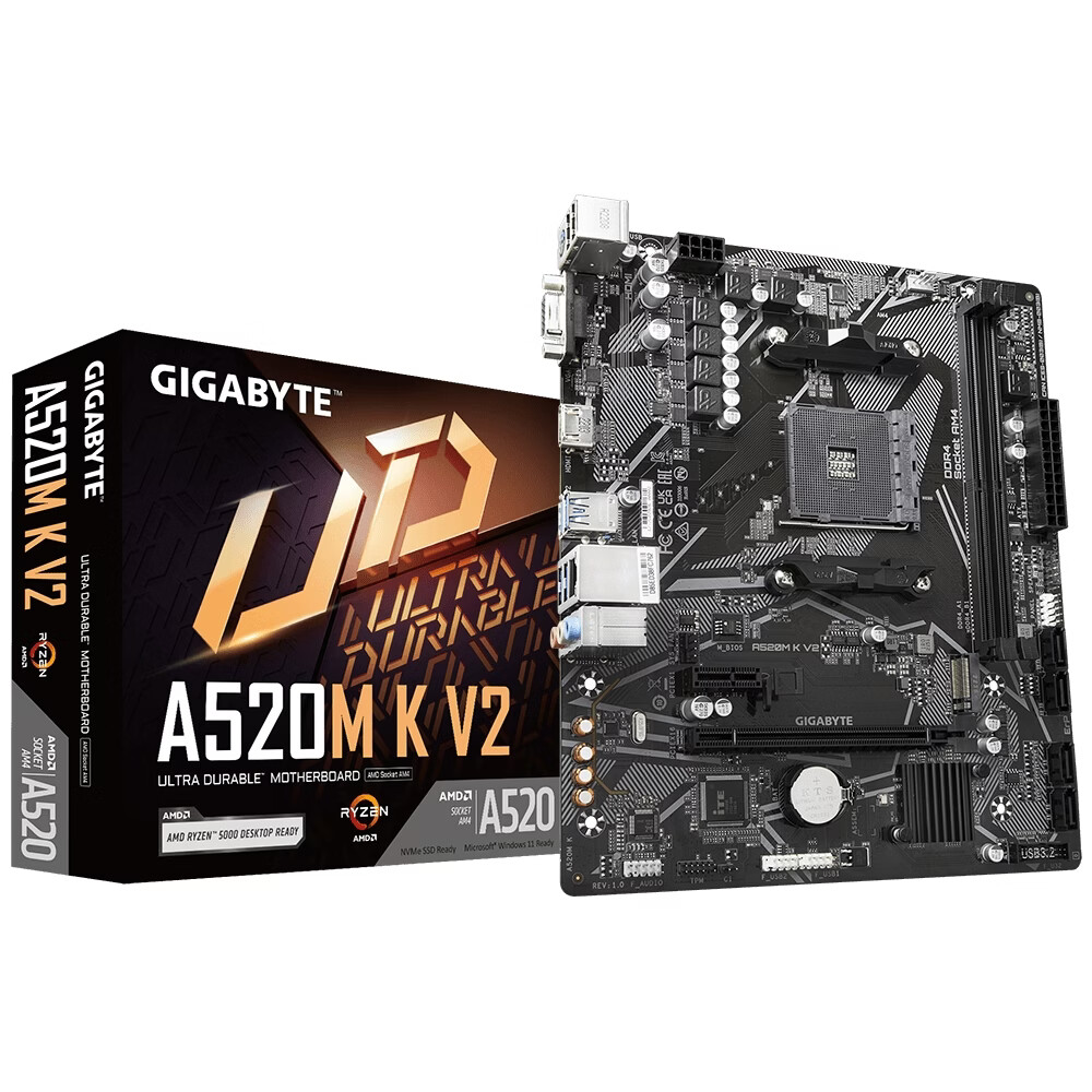 技嘉（GIGABYTE）A520M H ARGB/B550M DS3H AC R2/B550M H ARGB主板 支持AMD 5600 5500X3D 5600X 5700X 系列CPU 技嘉 A520M K V2 全新主板