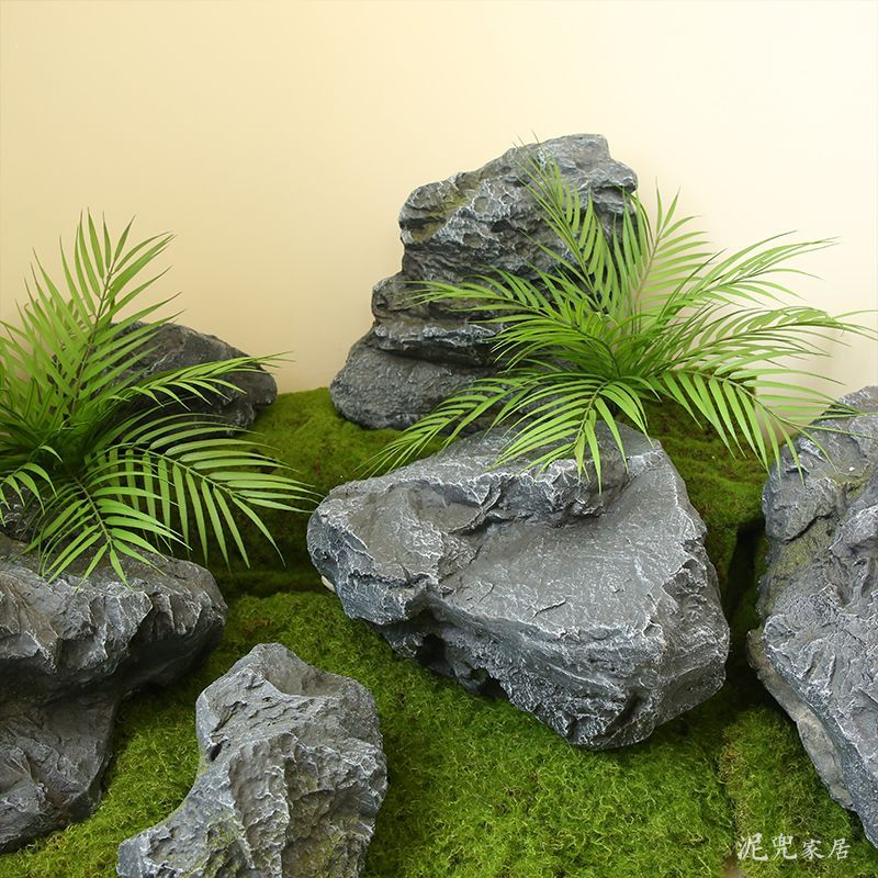OYKTN玻璃钢仿真假石头庭院造景假山景观陈设装饰工艺酒店园林工程摆件 12*8*12cm仿真石头1型