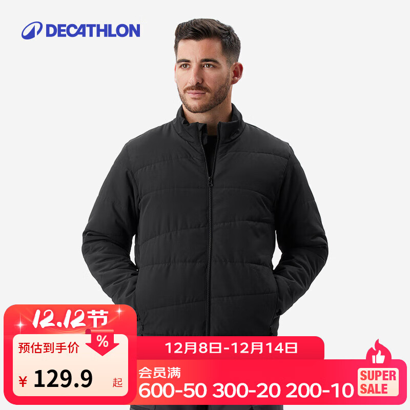 迪卡侬（DECATHLON）棉服男棉衣棉袄男士短款冬装加厚保暖外套冬季ODT3 男款黑色 XL
