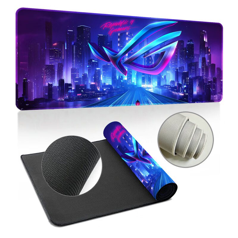 ROG游戏电竞鼠标垫加厚锁边电脑桌垫办公学习垫防滑键盘垫三角洲跑刀 BL-013 600*300*2mm