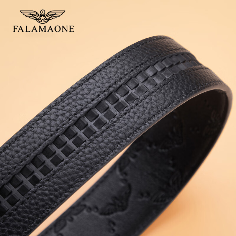 FALAMAONE法莱阿玛尼男士腰带真皮奢侈品正品2025经典款牛皮皮带男士自动扣 新款压花纹【花束+实木礼盒】 120cm 改尺寸下单备注或联系客服