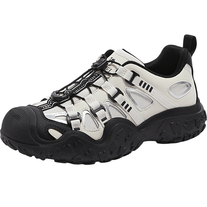 骆驼（CAMEL）丑萌鞋女时尚撞色拼接厚底户外休闲鞋 L26S202101 米白/黑 37