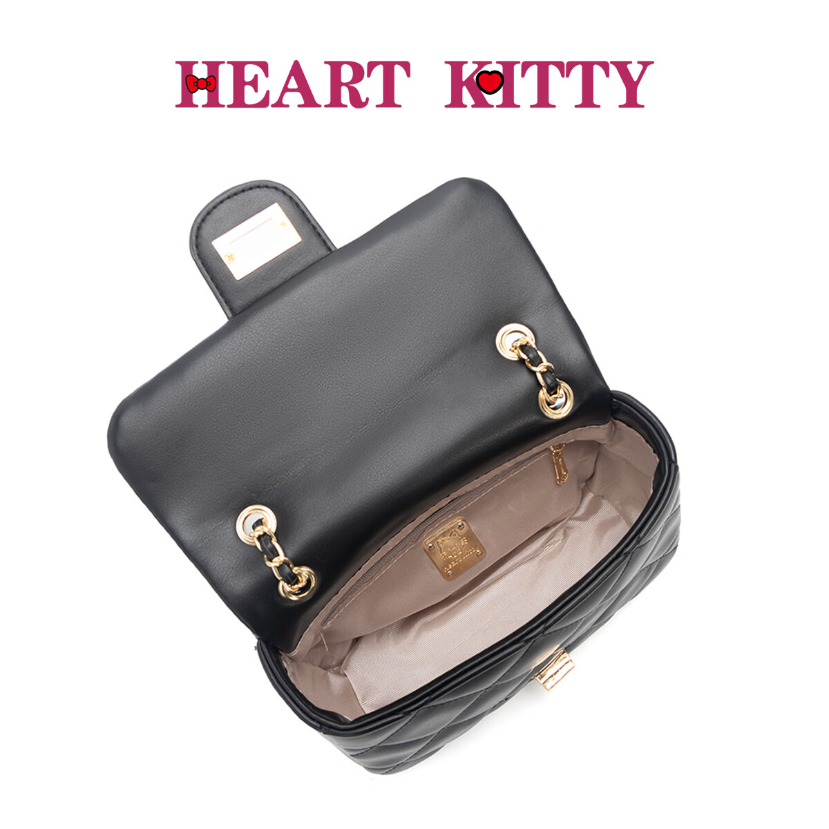HEART KITTY高颜值菱格小香风链条包高级感气质百搭通勤单肩斜挎包生日礼物包 6607黑色