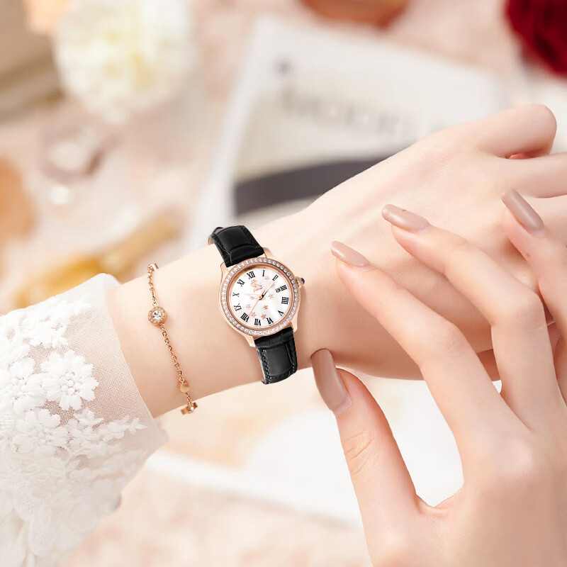 DK满天星女士石英表2026新款情人节生日纪念日礼物送女友送老婆 星语漫辰-静谧黑皮带 30mm