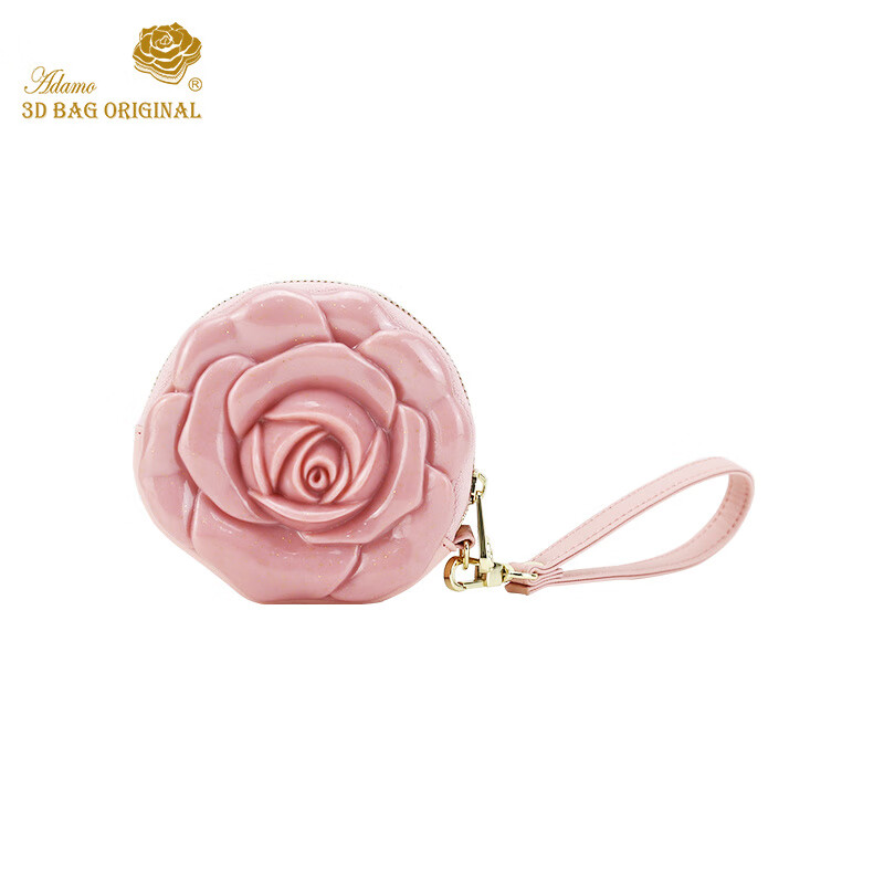ADAMO安娜玫瑰手袋包手拿包3D立体女士包包时尚迷你零钱包卡包 红棕色