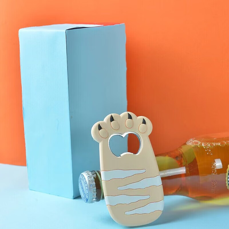 卡通猫爪开瓶器啤酒起子启瓶器胖爪子PVC磁吸冰箱贴l来图打样批量 橙色 蓝鲨鱼