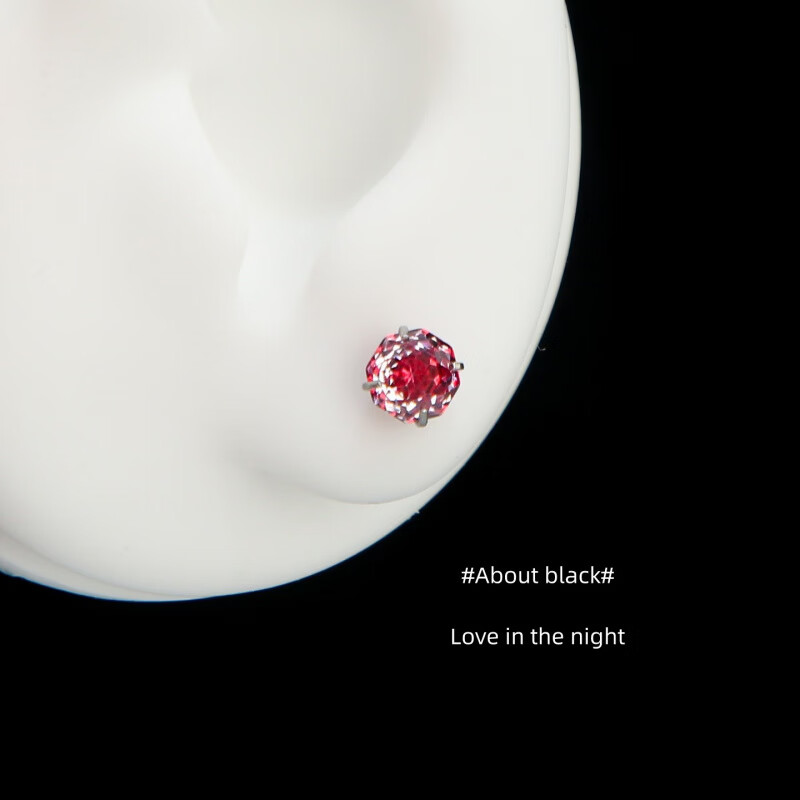 KZD老凤凰A·b | 红玫瑰 | 锆石爆闪免摘养耳钛钢耳钉耳垂钉耳骨钉耳 一对6MM钻