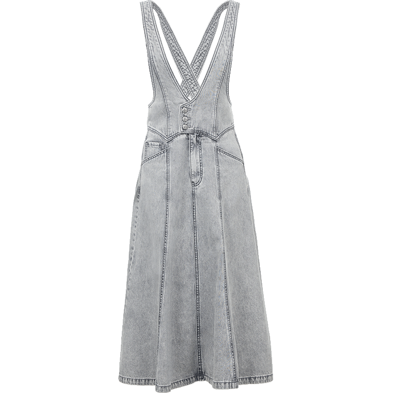 ONLY 2026春季摩登少女收腰背帶傘裙牛仔連衣裙女|126142004