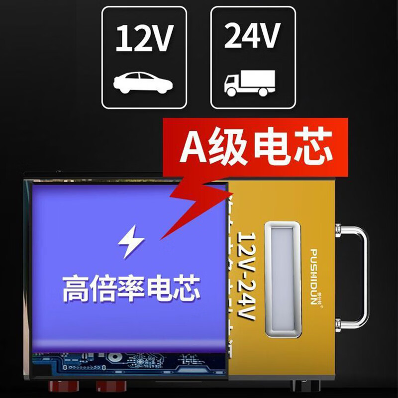 普仕顿（pushidun）汽车应急启动电源12v24v通用货车卡车强起搭电宝车载大容量搬电救援紧急打火器专业汽修户外电源 巨无霸豪华版-12V24V通用【极寒瞬启-60度】