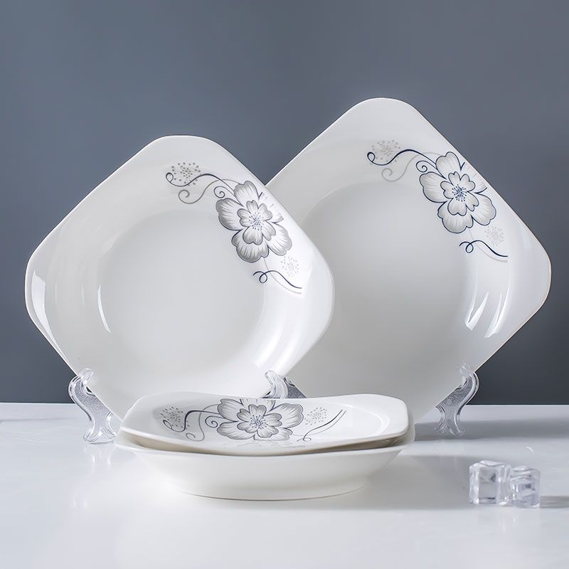 咏夏创意菜盘不规则家用陶瓷方盘 多个组合卡通可爱风可微波炉创菜盘 简爱7.5英寸如意盘2只