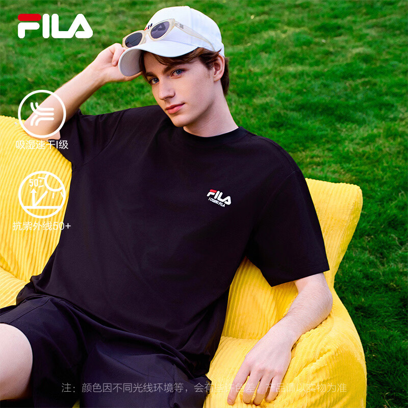 FILA 斐乐情侣短袖T恤2026夏季吸湿速干男女时尚圆领休闲防晒半袖上衣