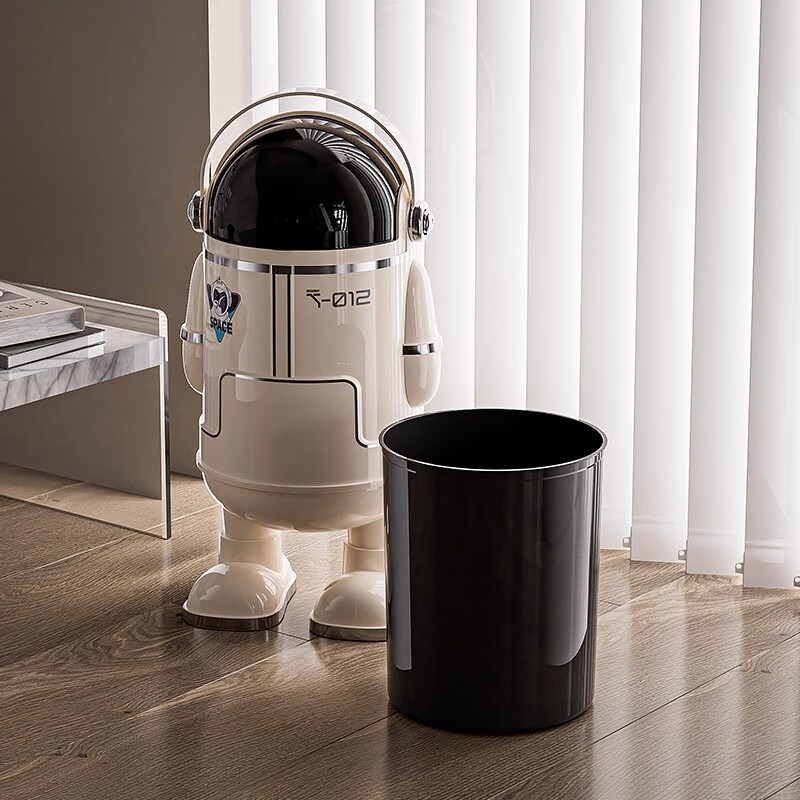 艾仕可（ASCOR）2025新款家用客厅垃圾桶高档轻奢带盖厨房大容量带轮可移动免弯腰 站姿款丨中国红-特大号【内外双桶 超大容量】 揭盖式 18L