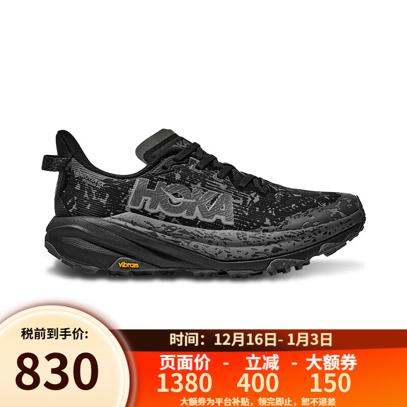 HOKA女飞速羚羊6轻量抓地防水越野跑步鞋SPEEDGOAT 6 GTX BCKT-黑色/太空灰 36 （US5）