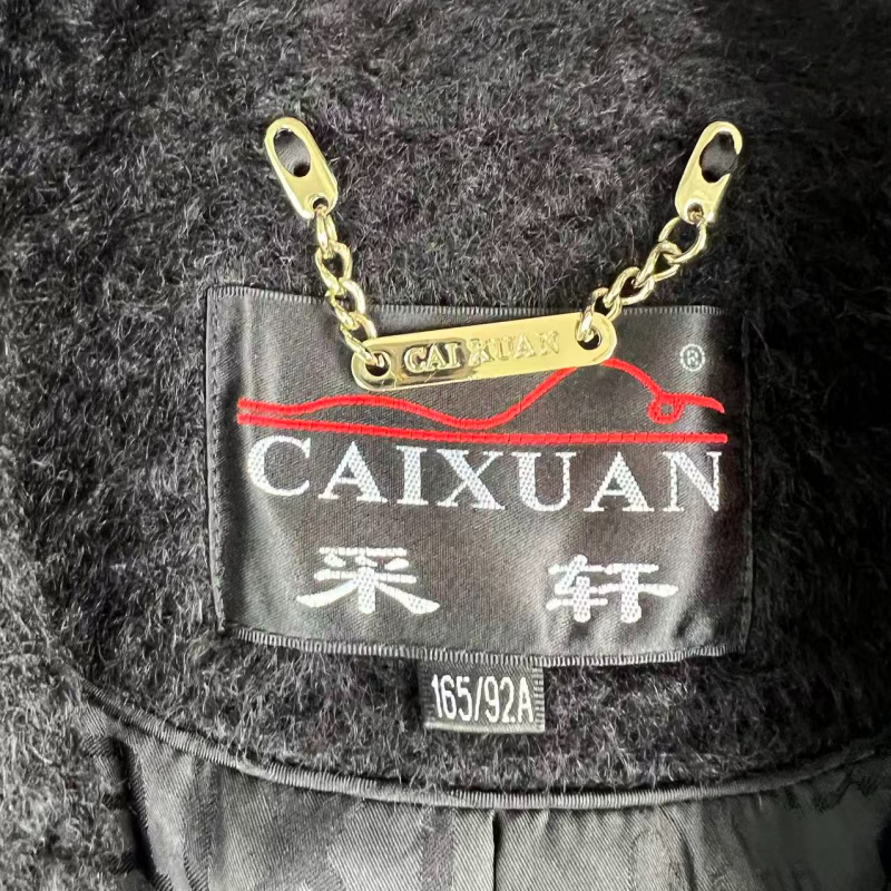 撤柜轻奢金标西装领简约羊毛大衣黑色毛呢羊毛呢大衣时尚 黑色(D113) 2XL