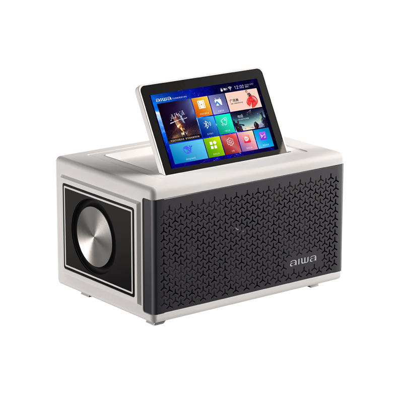 aiwa【2025新款】爱华家庭KTV音响套装户外广场舞便携式带屏点歌机一机多用蓝牙音响电木吉他乐器音箱 【10吋带屏点歌机】6个喇叭+KTV系统+广场舞+90万歌库 官方正品