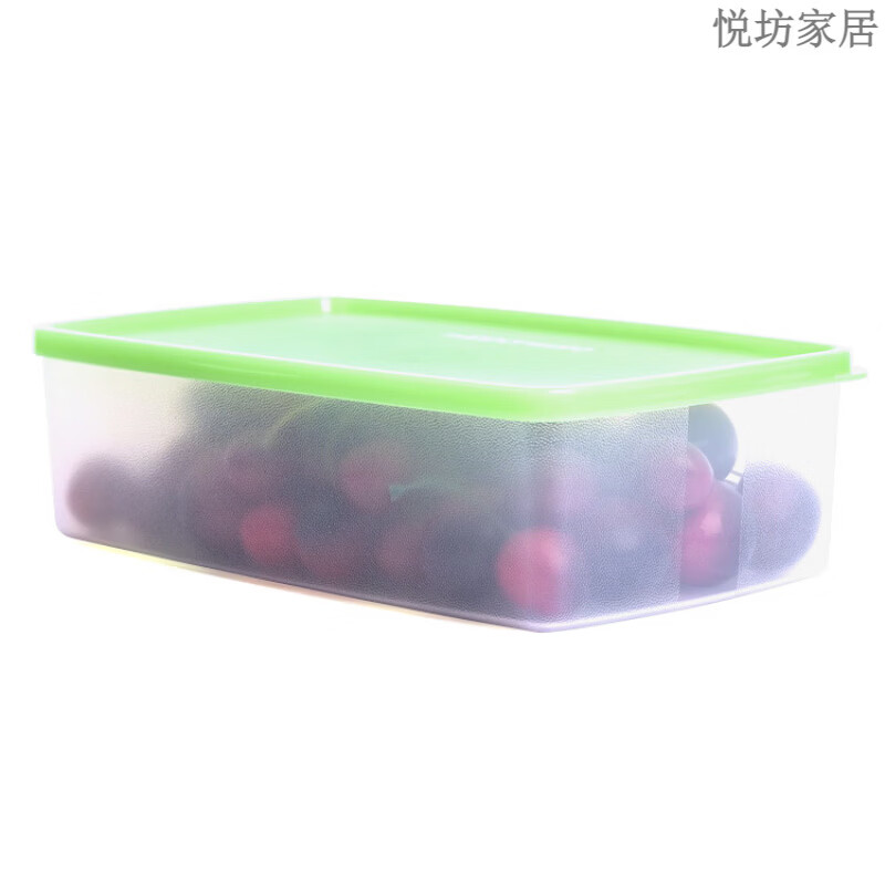 特百惠1.3L冷藏保鲜盒 长方形冰箱密封储藏盒 水果蔬菜收纳盒 单个