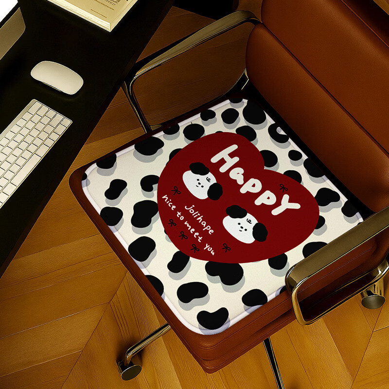 咏幻秋冬款学生坐垫教室专用办公室电脑椅垫子凳子座垫屁垫屁股垫 豹纹小狗 45x45CM