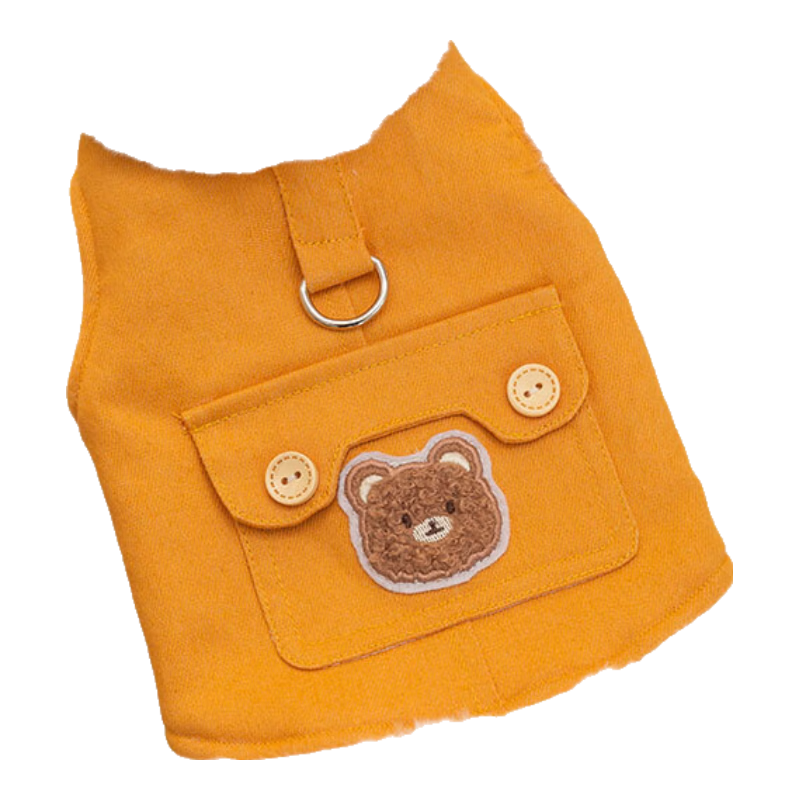 嬉皮狗（hipidog）狗狗衣服新年春節(jié)加絨保暖可牽引馬甲中小型犬比熊寵物貓咪喜慶服 黃色 S（建議體重3-5斤）