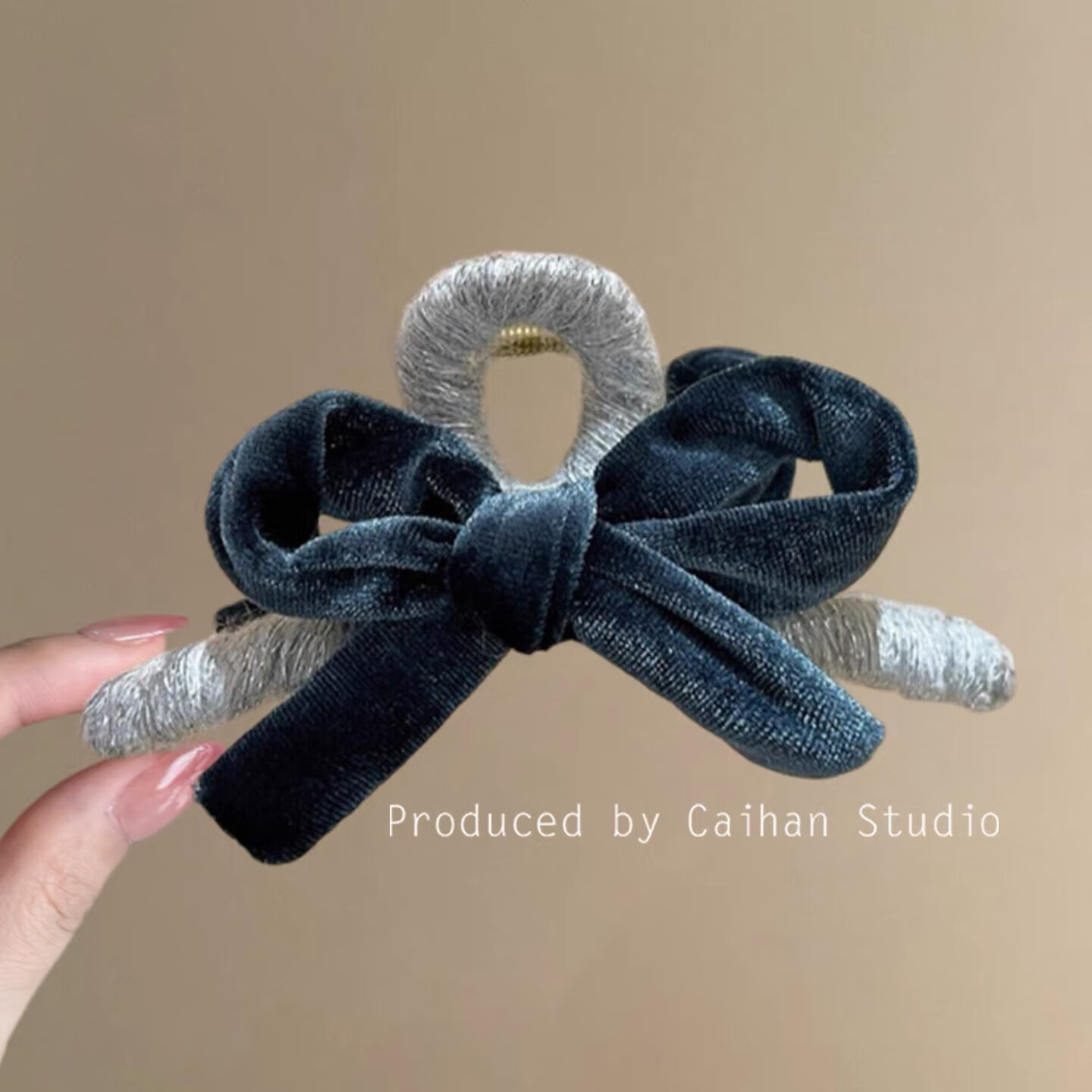 黑色丝绒蝴蝶结抓夹女气质后脑勺鲨鱼夹2025新款高级感发夹子头饰 2个#酒红+蓝色