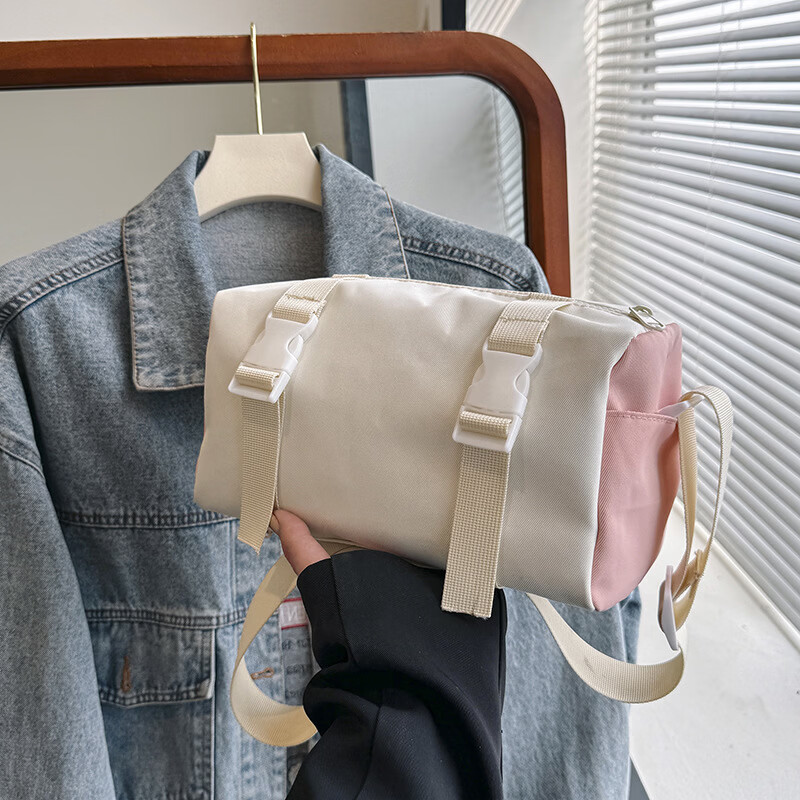 【厂家直发】Chic复古工装港风学生帆布包男ulzzang中性日系原宿 粉色