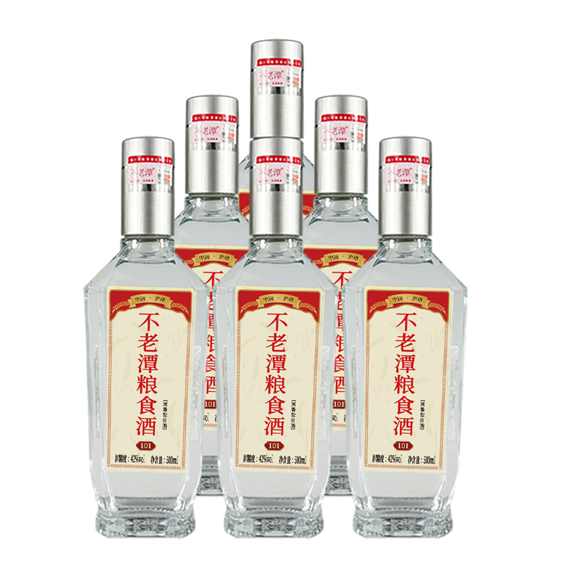 不老潭浓香型中高度白酒纯粮食酒瓶装高粱酒自饮收藏送礼口粮酒 42度 500mL 6瓶 粮食酒[101]