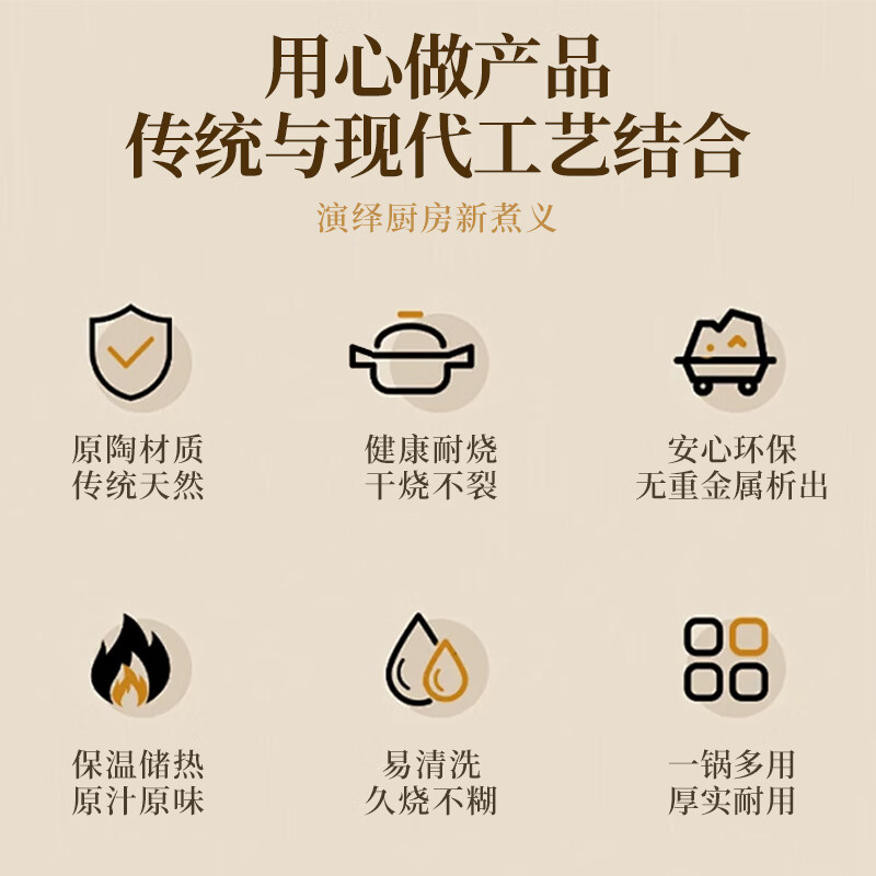 炎礼老式土砂锅耐高温砂锅菜专用煲仔饭沙锅干烧不裂商用燃气煲汤锅 32#有盖【适用8-12人】反朴平锅 5L