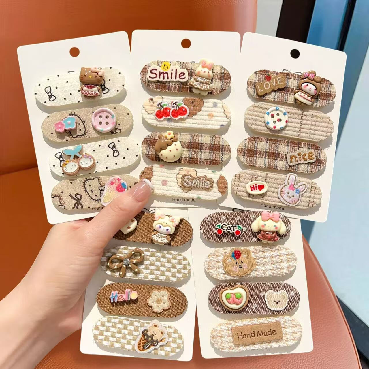 秋冬咖色碎发贴儿童刘海贴后脑勺女童魔术贴可爱头饰发饰宝宝百搭 02#美乐蒂碎发贴