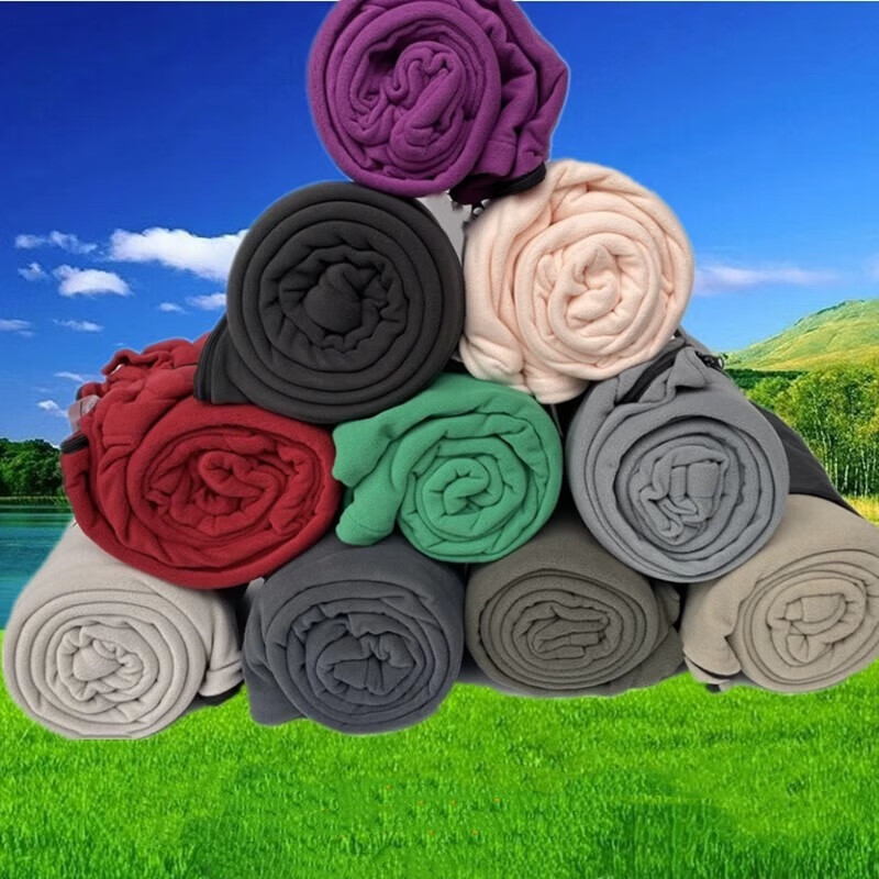 美兰登【厂家直发】双面抓绒睡袋露营信封式睡袋成人野营睡袋宾馆隔脏超 双面绒加厚款【军绿色】 180cm*80cm