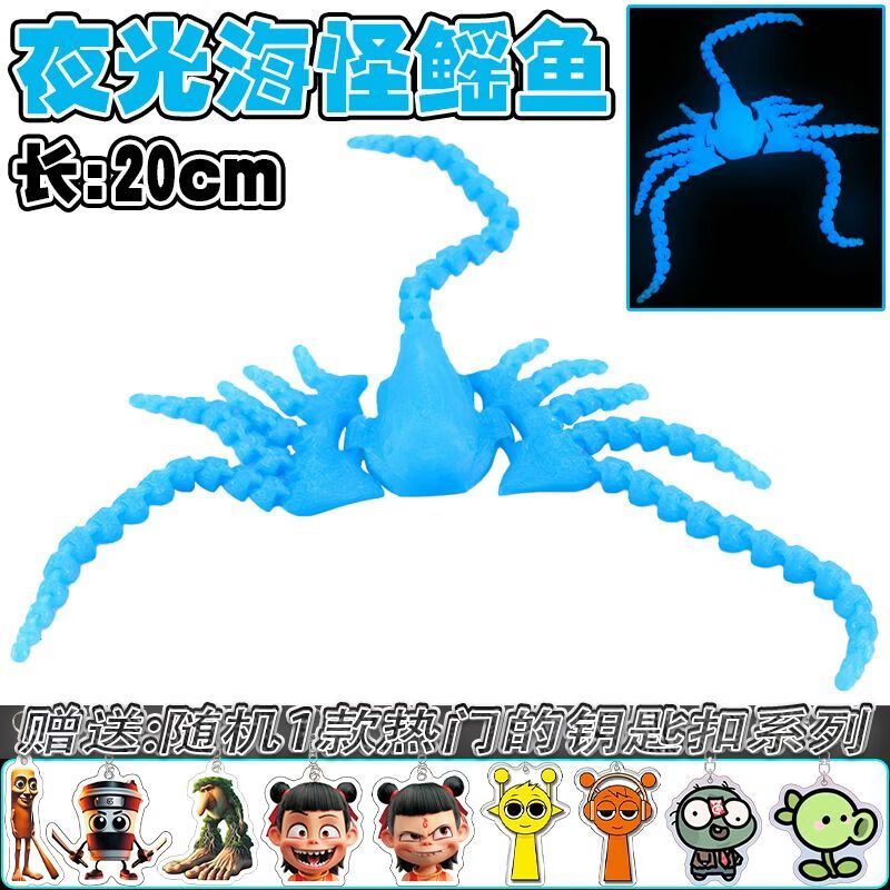 深海巨兽布里克尔巴克海怪深海迷航史前巨兽鳐鱼章鱼模型大合集 【4款挂件】布鲁x2+食海者x2